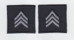 SGT Sergeant SILVER on MIDNIGHT Solid Style Chevron collar patches LARGE 1.5"